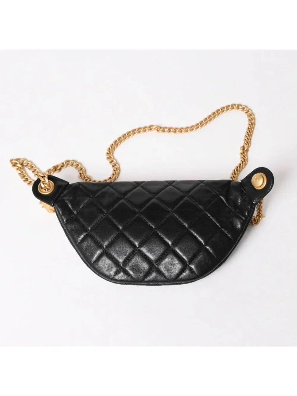 Chanel Quilted Heart Chain Waist Bag Mini Random Model Lambskin Black Gold